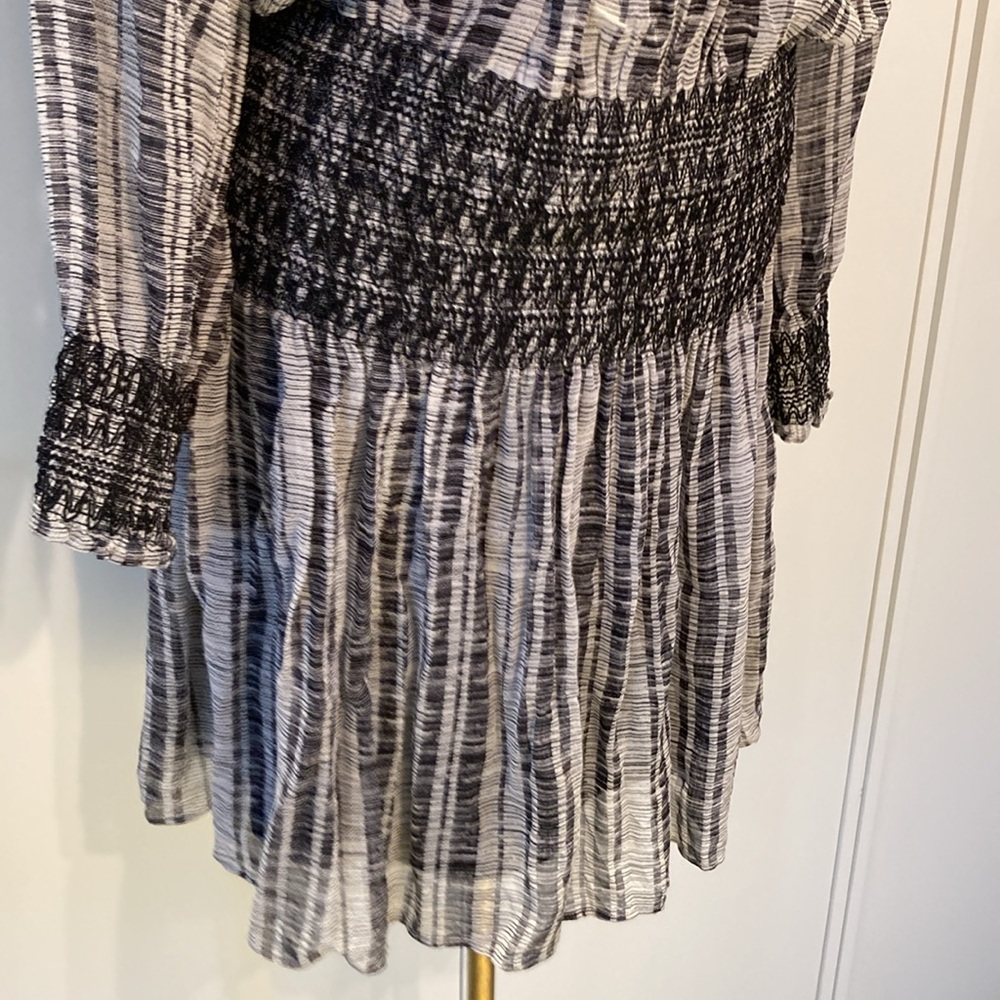 Club Monaco printed dress chiffon silk black grey 8 - Picture 2 of 16